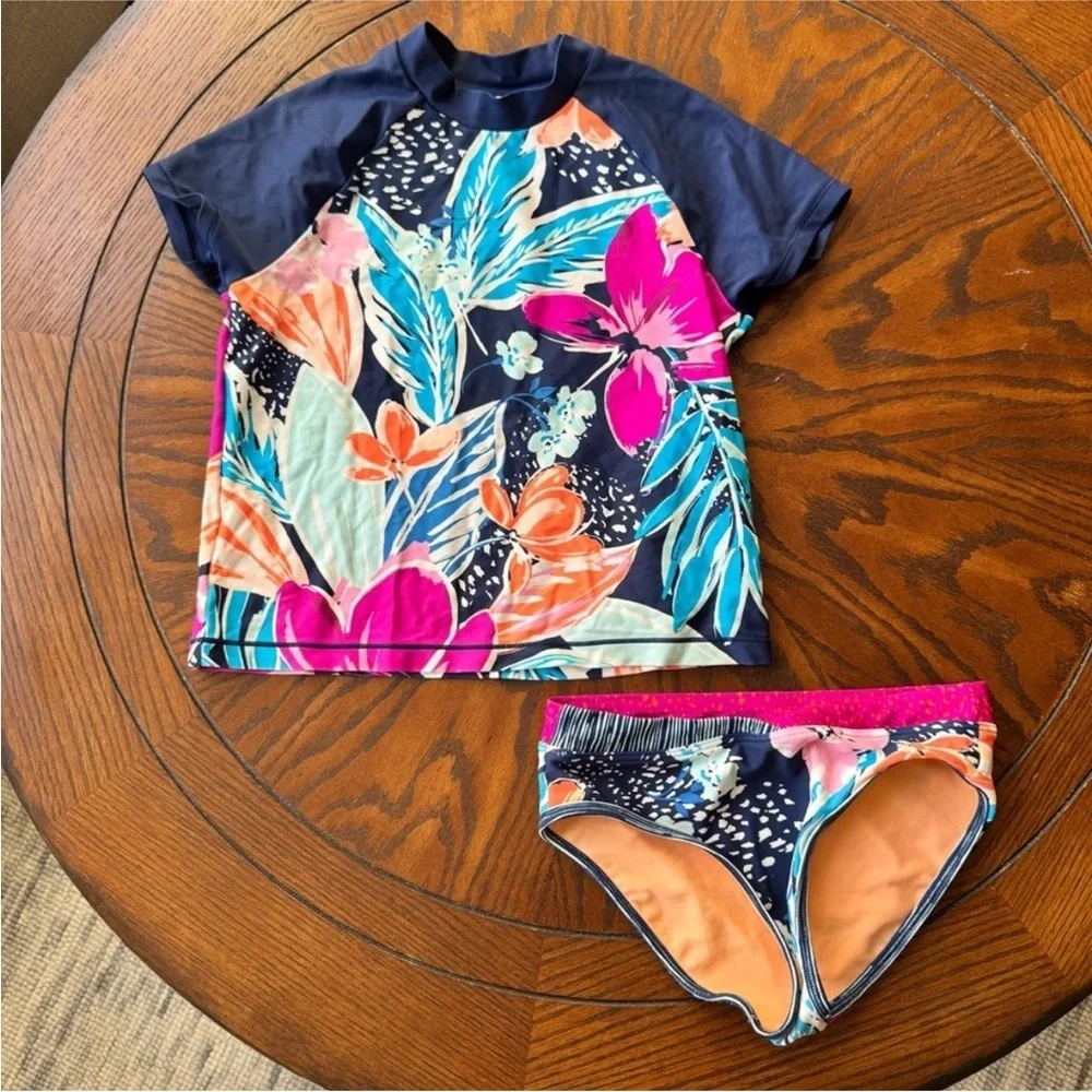 Athleta Blue Rashguard Swim Shirt